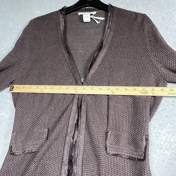 Vintage Les Copains Cardigan Womens Size 46 Brown Knit Cardigan Long Sleeve - Picture 6 of 16